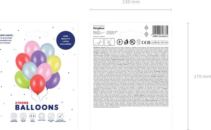 Produktbild Partydeco Strong Balloons 27cm, Metallic Mix (1 pkt / 10 pc.) (10 x)