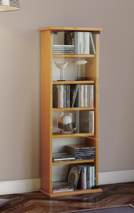 Produktbild VCM Holz CD DVD Stand Regal Vetro mit Glastür (31 x 18 x 92 cm)