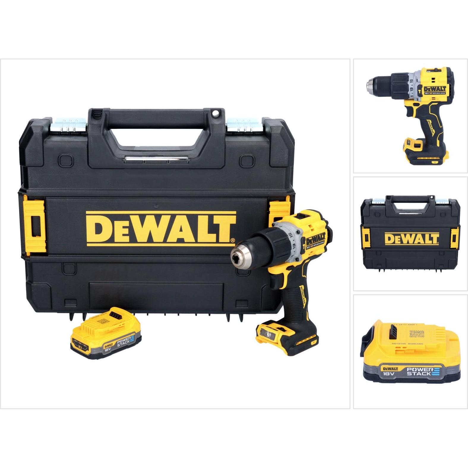 DeWalt, Bohrmaschine + Akkuschrauber, DCD 805 NT Akku Schlagbohrschrauber 18 V 90 Nm Brushless + 1x Akku 1,7 Ah + TSTAK ...
