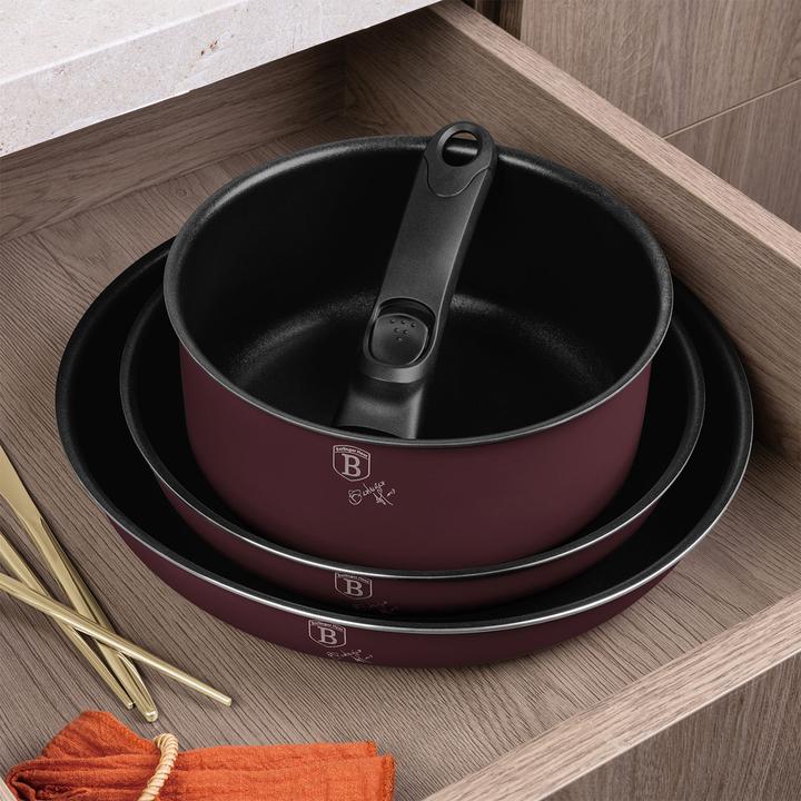 Produktbild BerlingerHaus Design Kochset inkl. Smart Lids, 9-teilig, bordeaux (24 cm, Pfannenset + Topfset, Aluminium)