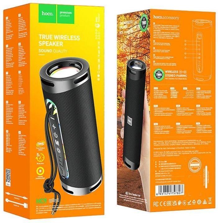 Actual product image Hoco - Wireless Speaker Dazzling pulse (HC9) - with Ambient Light, Bluetooth 5.1, 10W - Black (5 h)