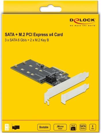 Actual product image Delock SATA controller PCI-Ex4 - 3xSATA3, 2xM.2 Key-B