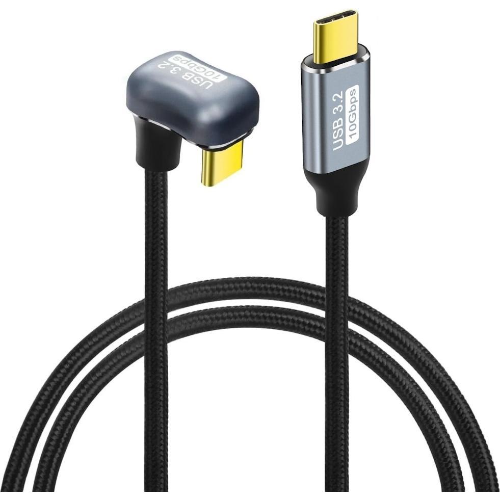 PowerGuard Turnaround USB-C Kabel 180° Winkel 1m (male/male) USB3.2 Gen2 100W (1 m, USB 3.2 Gen 2, 100 W), Cavo USB