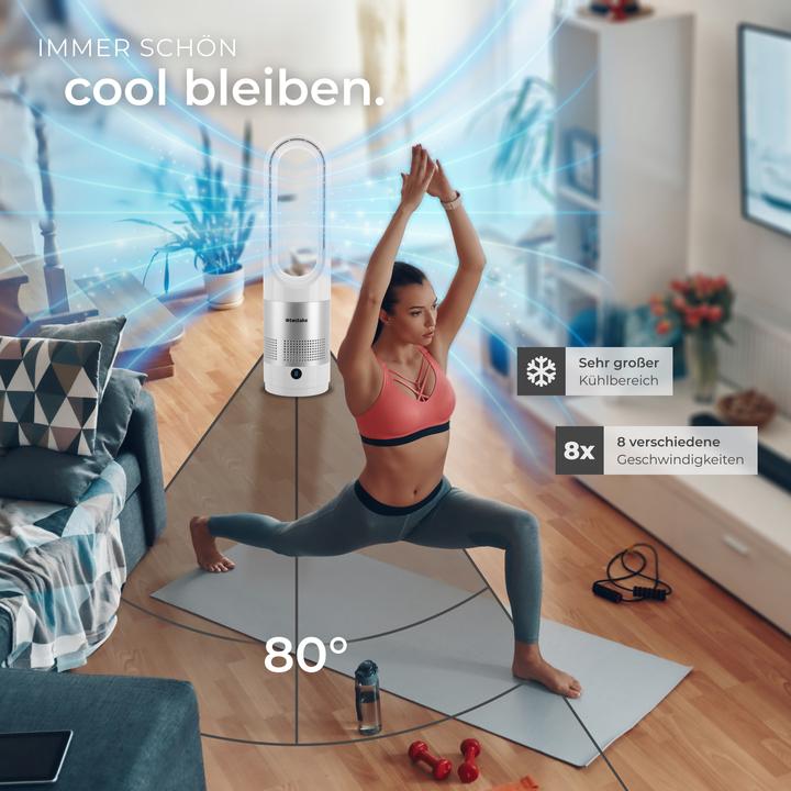 Produktbild tectake Turmventilator Polar, 80° Oszillation, inkl. Timer (55 dB)