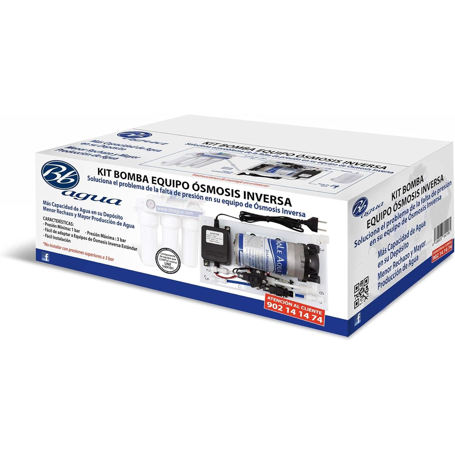 Bbagua Set pompa pressione per impianti osmosi inversa, adattabile a tutti i modelli, Filtro acqua, Bianco, Grigio