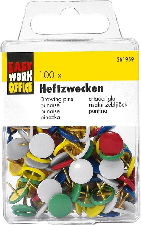 Produktbild Easy Work Heftzwecken farbig 100 Stück (12 Stück, 90 mm)