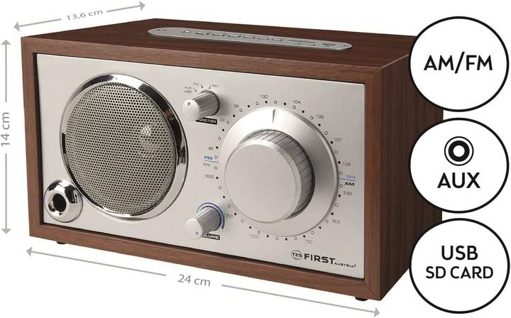 Productafbeelding TZS First Austria Retro Tafelradio, 24x14x13,6 cm (AM, FM)