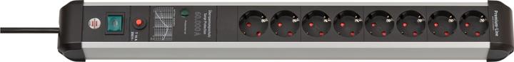 Brennenstuhl Premium Protect-Line PDU, 8 stopcontacten, 3 m, zilver/grijs, met schakelaar en