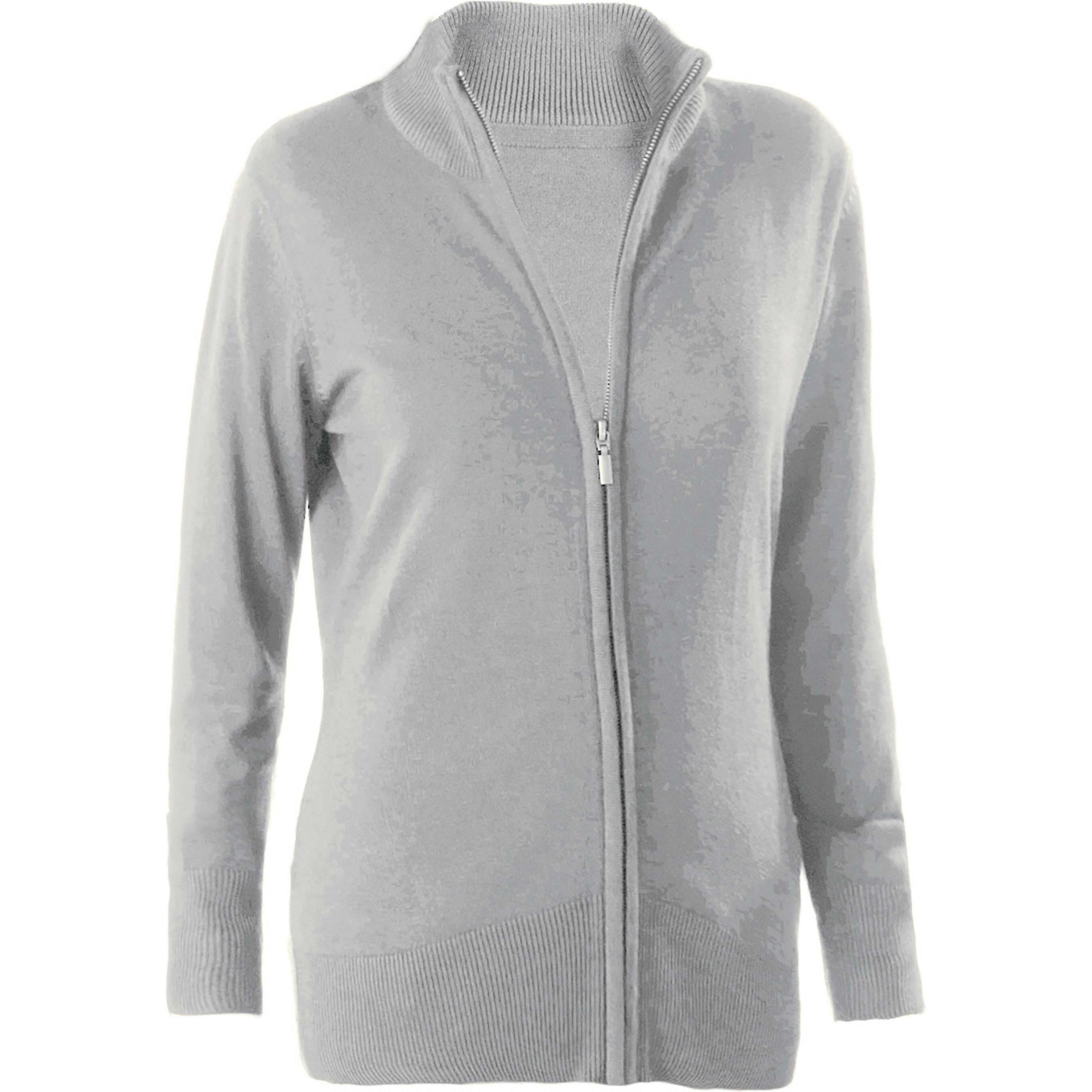 Kariban, Damen, Pullover, Damen Zip-Cardigan, Grau, (3XL)