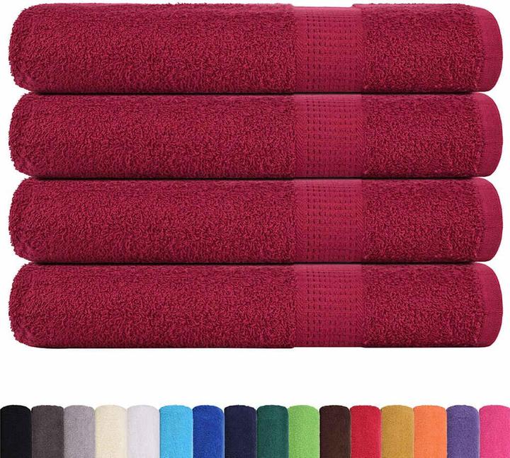 Actual product image vidaXL Towels 4 pcs. Bordeaux red 100x200cm 360 g/m² 100% cotton (100 x 200 cm)