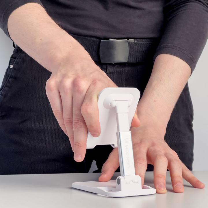 Actual product image Wozinsky Desk Phone Stand Tablet Stand Foldable White (WFDPS-W1)