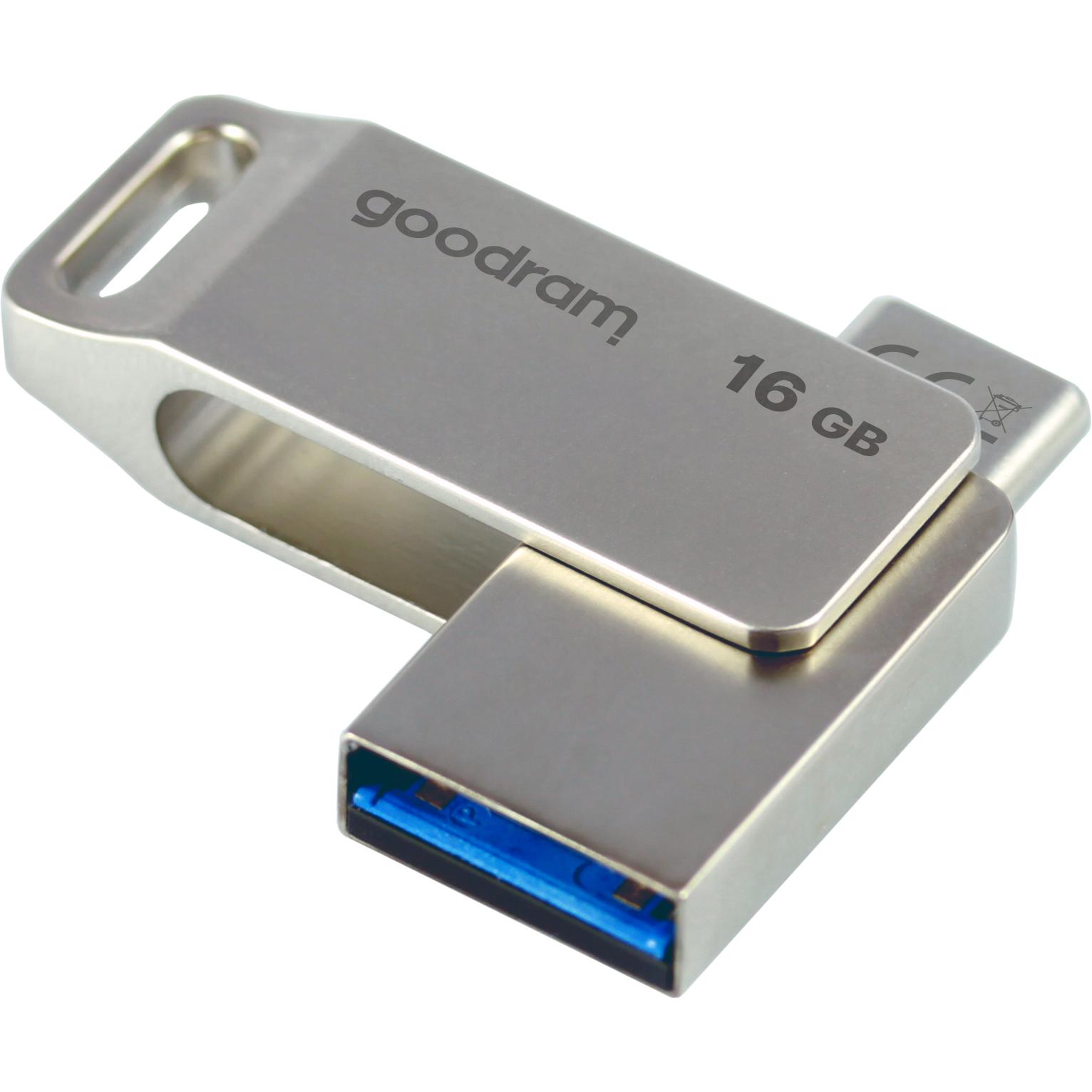 Goodram ODA3 USB-Stick USB Type-A / USB Type-C 3.2 Gen 1 (3.1 Gen 1) (16 GB, USB 3.2, USB-C, USB-A), USB Stick, Silber