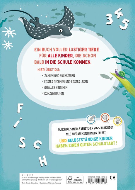 Immagine prodotto Ravensburger Mein grosses Schulstartbuch: Lesen Schreiben Rechnen (Tedesco, Kirstin Jebautzke, 2024)