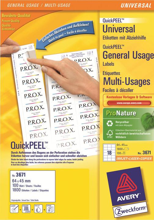 Actual product image Avery Universal labels