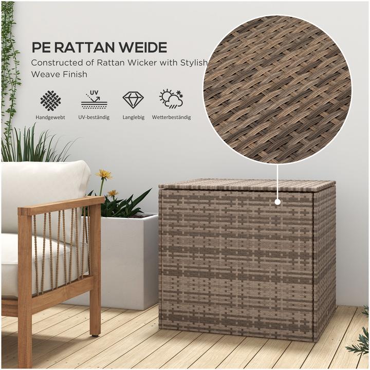 Produktbild Outsunny Polyrattan Auflagenbox Stahl, PE-Rattan Sand