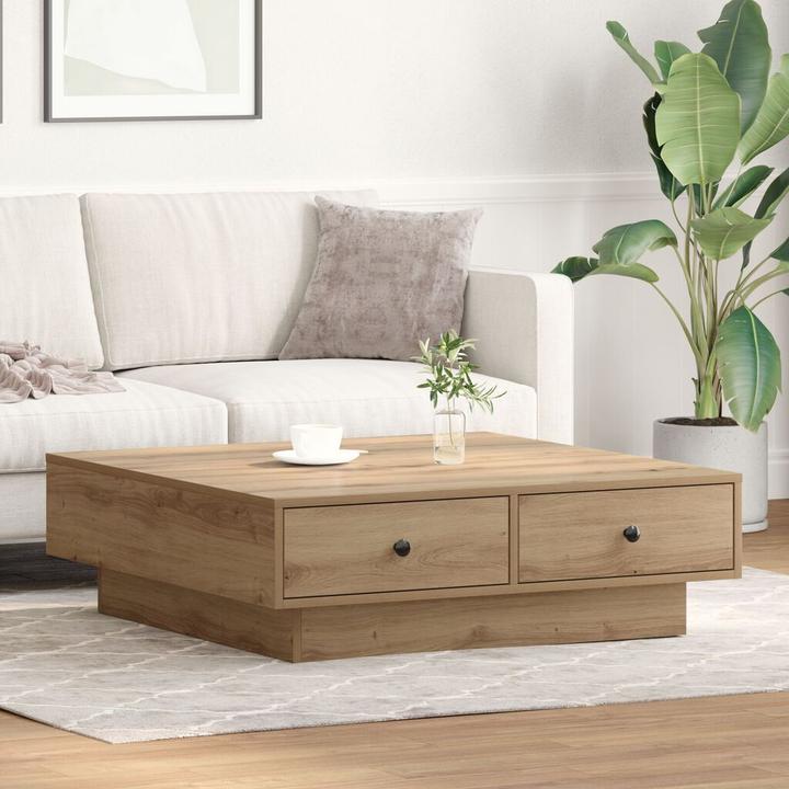 Produktbild VidaXL Couchtisch Eiche Furnier, MDF 90 x 90 x 28 cm Aufbewahrung (90 x 90 x 28 cm)