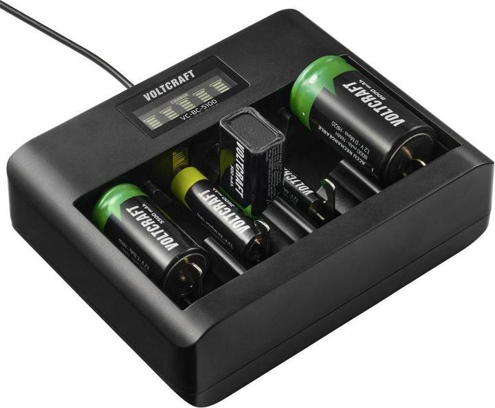 Produktbild Voltcraft VC-BC-5100 Rundzellen-Ladegerät NiMH, LiIon Mignon (AA), Micro (AAA) (1 Stk., 9V Block, AA, AAA)