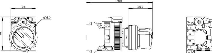 Actual product image Siemens Selector switch 22mm black white O-I 1NO
