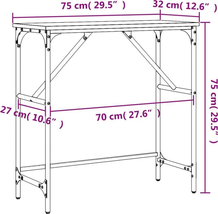 Produktbild vidaXL Konsolentisch (75 x 32 x 75 cm)