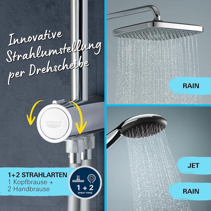 Immagine prodotto Grohe Vitalio Comfort 250 Flex Duschsystem mit Umstellung, Reno-Set, Länge 920mm, wassersparend, chrom