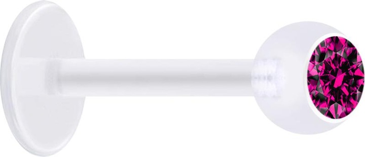 Immagine prodotto Star Piercing Micro Labret trasparente con sfera e cristallo fucsia (senza ottone, Bioflex)