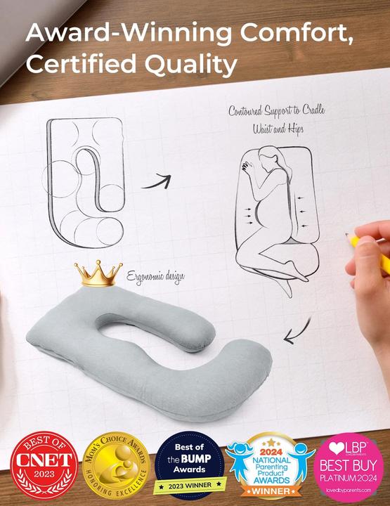 Produktbild Momcozy U Shaped Cooling Fabric Pregnancy Pillow (148 cm)