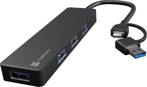 Produktbild Genesis USB 3.0 HUB, Mayfly, 4-Port, Black (USB-C, 4 Ports)