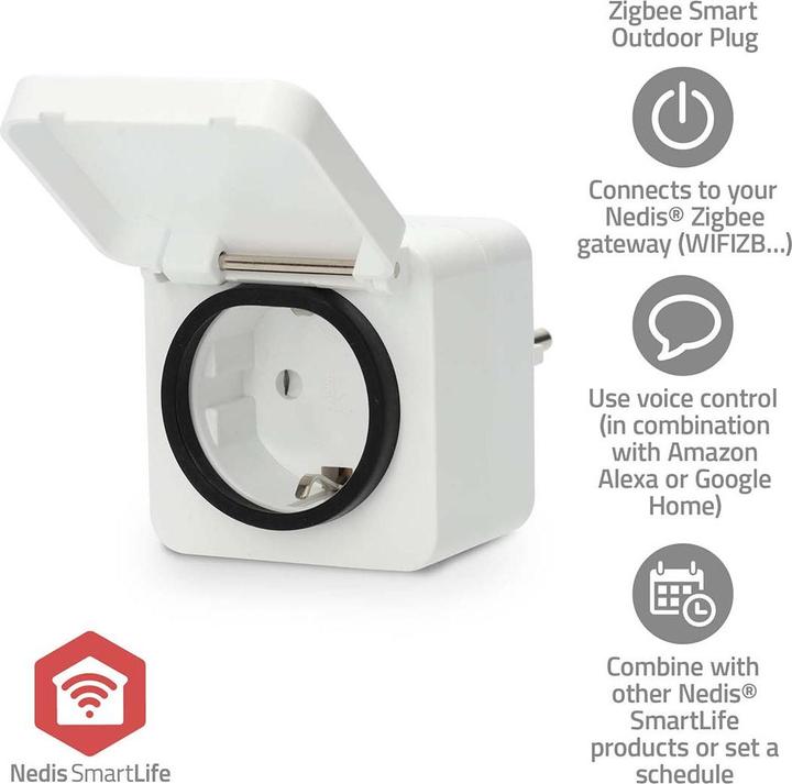 Produktbild Nedis SmartLife Smart Stecker Zigbee 3.0 | IP44 | Leistungsmesser | 3680 W | Type F (CEE 7/7) | -10