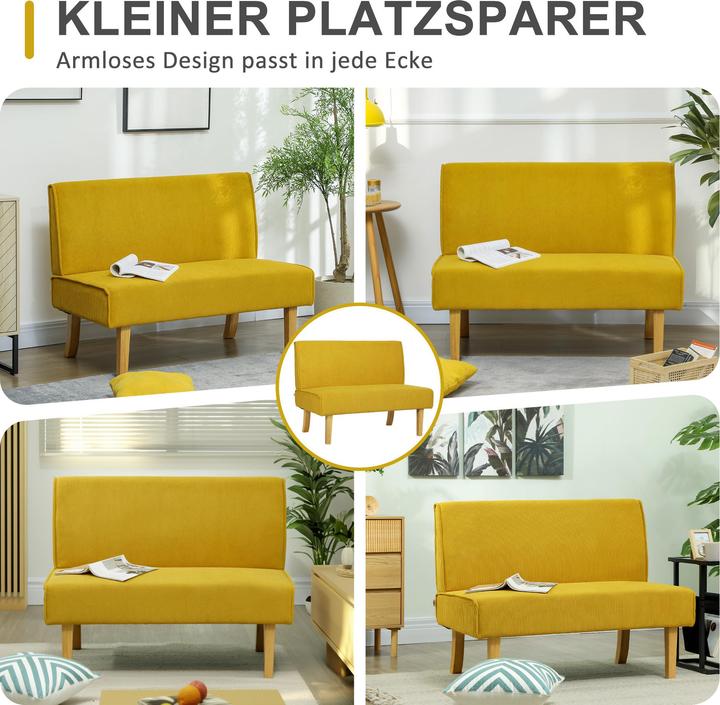 Actual product image Homcom 2 Sitzer Sofa Polyester Gelb (2 person sofa)