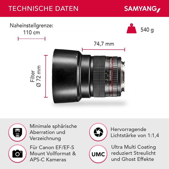 Actual product image Samyang 85mm f/1.4 AS IF UMC Canon EF (Canon EF, full size)