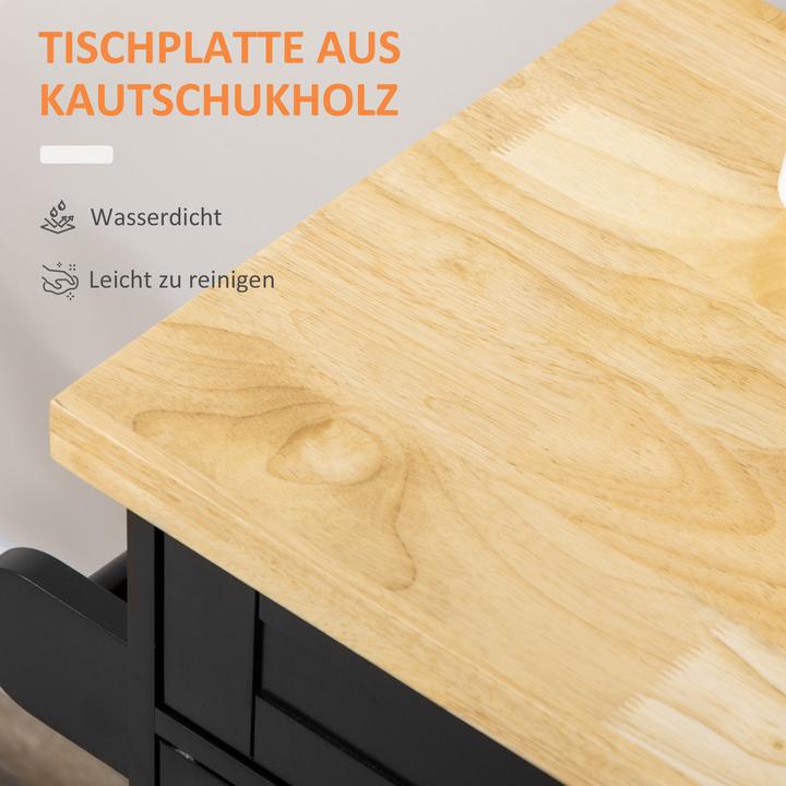 Image du produit Homcom Küchenwagen Gummiholz, MDF Schwarz
