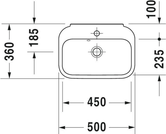 Produktbild Duravit Handwaschbecken HAPPY D.2 m ÜL HLB 500x360mm 1 Hahnloch weiss WG (360 mm, 500 mm)