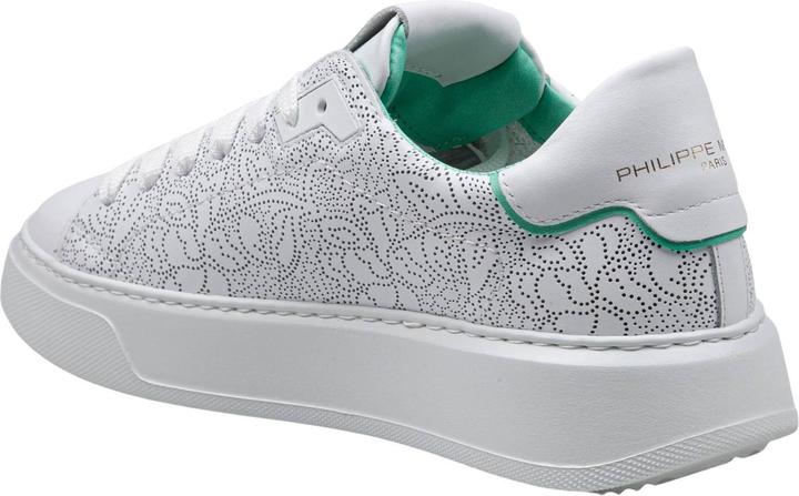 Actual product image Philippe Model temple perforated leather sneakers color white and green (42)