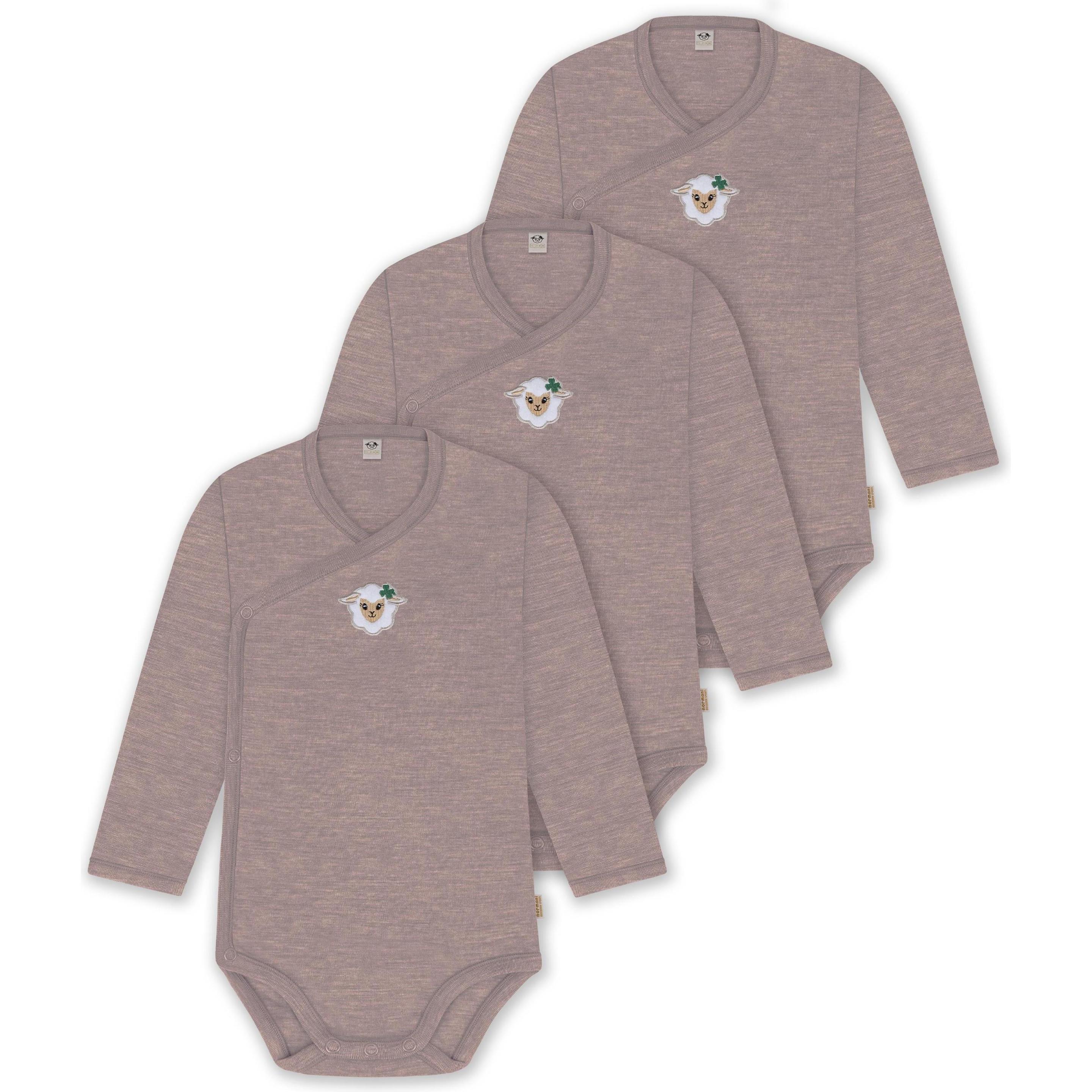 Normani, Herren, Body, 3er Pack Merino Baby-Body langärmeliger Wickelbody für 0-24 Monate - 9349, Rosa, (86)