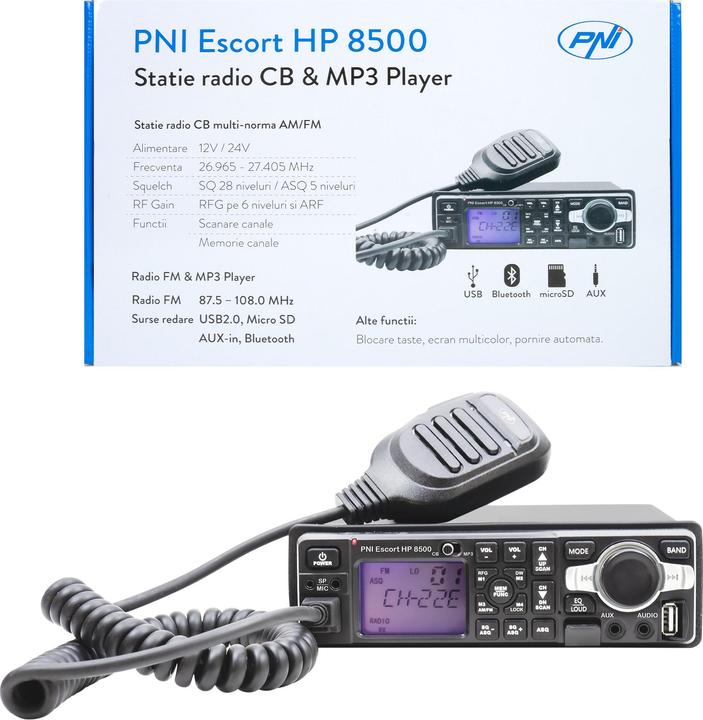 Image du produit PNI Radio CB et lecteur MP3 Escort HP 8500 ASQ avec écouteurs et microphone inclus