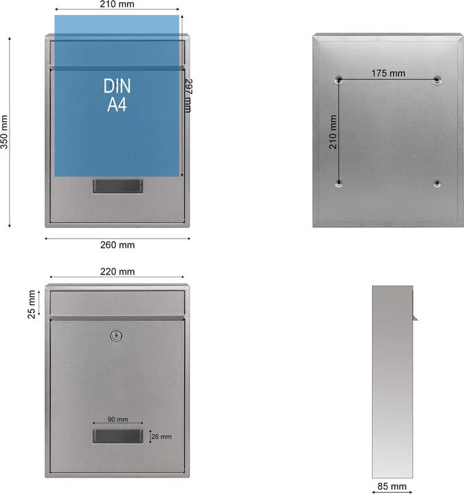 Actual product image Wiltec Design Mailbox V10 Letterbox Postbox Pillar Letter Mail Post Box