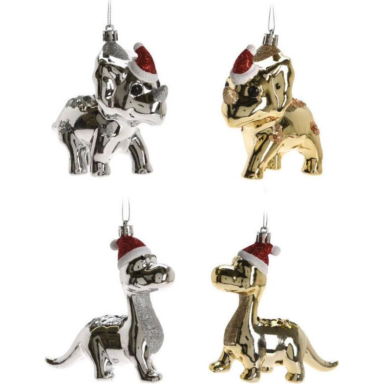 Weihnachtsdeko, Dinosaurier-Weihnachtsanhänger 12 cm, 24 Stück.