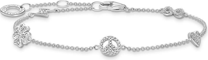 Thomas Sabo Fulmine trifoglio pace cuore e braccialetto infinito (1.90 cm, Argento 925)