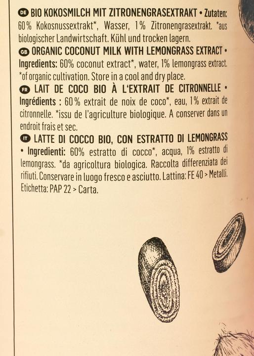 Produktbild KoRo Bio Kokosmilch mit Zitronengrasextrakt