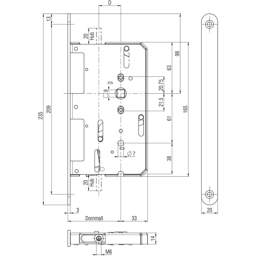 Thumbnail - BKS, Türschloss + Schliesszylinder, Treibriegelschlösser 2495 (Einsteckschloss)