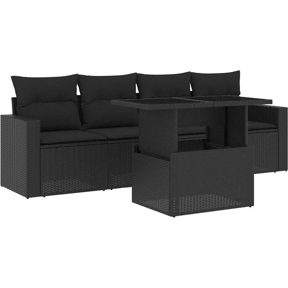 Thumbnail - VidaXL, Gartenlounge, Gartenmöbel Sofa Garnitur Sitzgruppe Lounge 5-tlg. Schwarz Poly Rattan