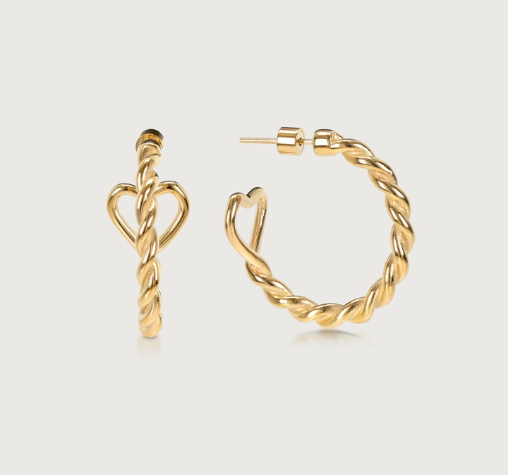 Produktbild Hey Harper Braided Heart Hoops (Edelstahl, Gold)
