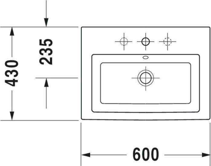 Actual product image Duravit Built-in washbasin 2ND FLOOR w ÜL HLB 600x430mm 1 HL Internal basin white (430 mm, 600 mm)