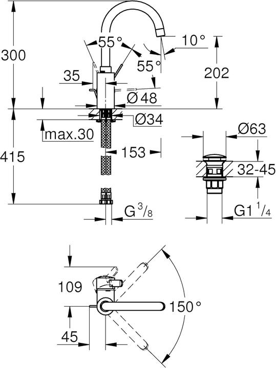 Actual product image Grohe EH-WTbatt EUROSMART C 1/2" L-Size chr