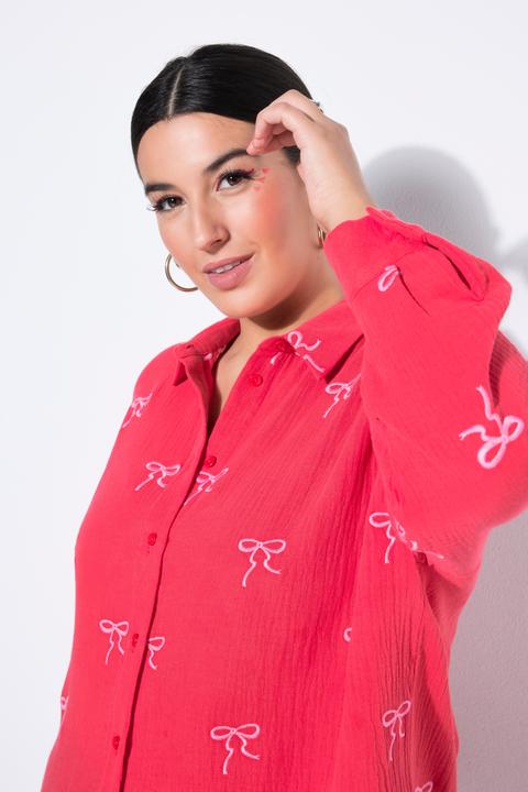 Actual product image Studio Untold Blouse, oversized, muslin, embroidered bows (58)