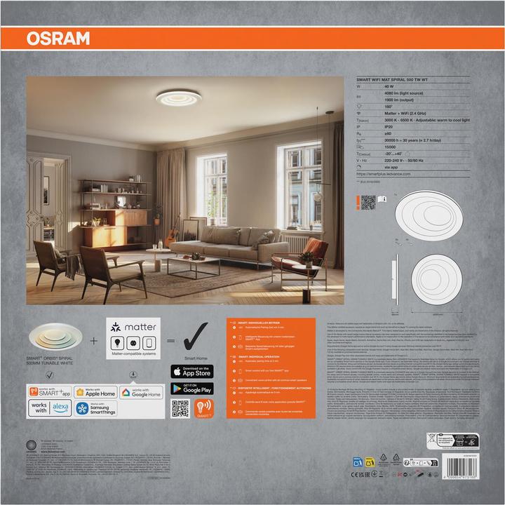 Produktbild Osram Deckenleuchte SMART+ Matter Spiral 500 mm, TW (1900 lm)