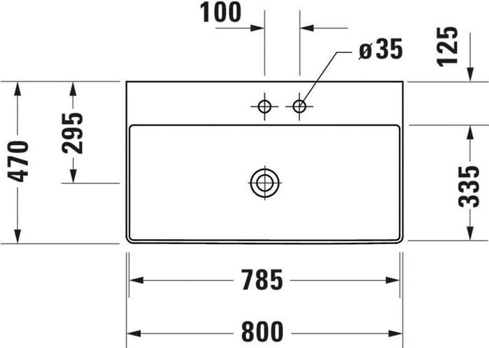 Produktbild Duravit Waschtisch DURASQUARE o ÜL m HLB 800x470mm ohne Hahnloch weiss (470 mm, 800 mm)