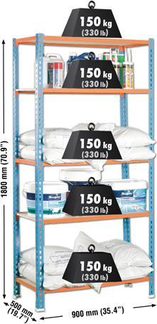 Produktbild SimonRack Schwerlastregal MADERCLICK 5 8435104912782 orange, blau, braun 90,0 x 50,0 x 180,0 cm
