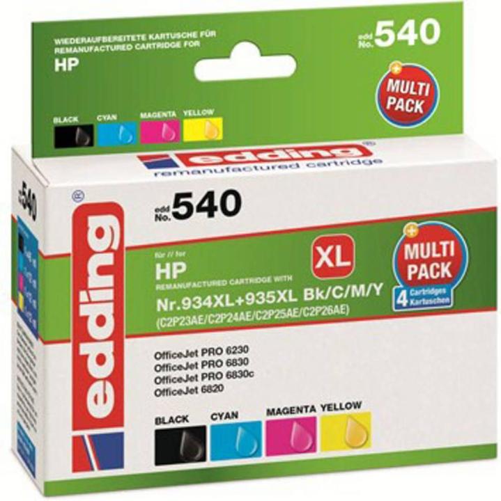 Produktbild Edding Tintenpatrone ersetzt Multi. No.934/935XL BK/C/Y/M Kompatibel Kombi Pack Schwarz, Cyan, Magenta, G (M, C, Y, BK)