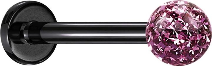 Actual product image Star Piercing Micro labret black with crystal ball light violet epoxy protective layer (without brass, Titanium)